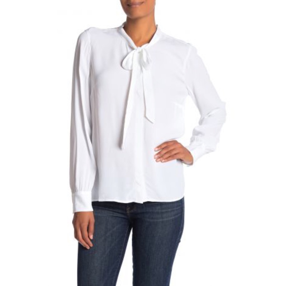 J. Crew Tie Neck Secretary Button-Down  Blouse Size Large